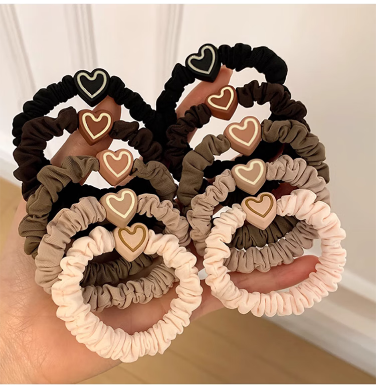 Jingxiaodi 5 Heart-Shaped Hair Ties for Women, Bun Maker, High Elasticity Rubber Bands, Hair Ties, Non-Damaging Hair Bands, Hair Accessories 3