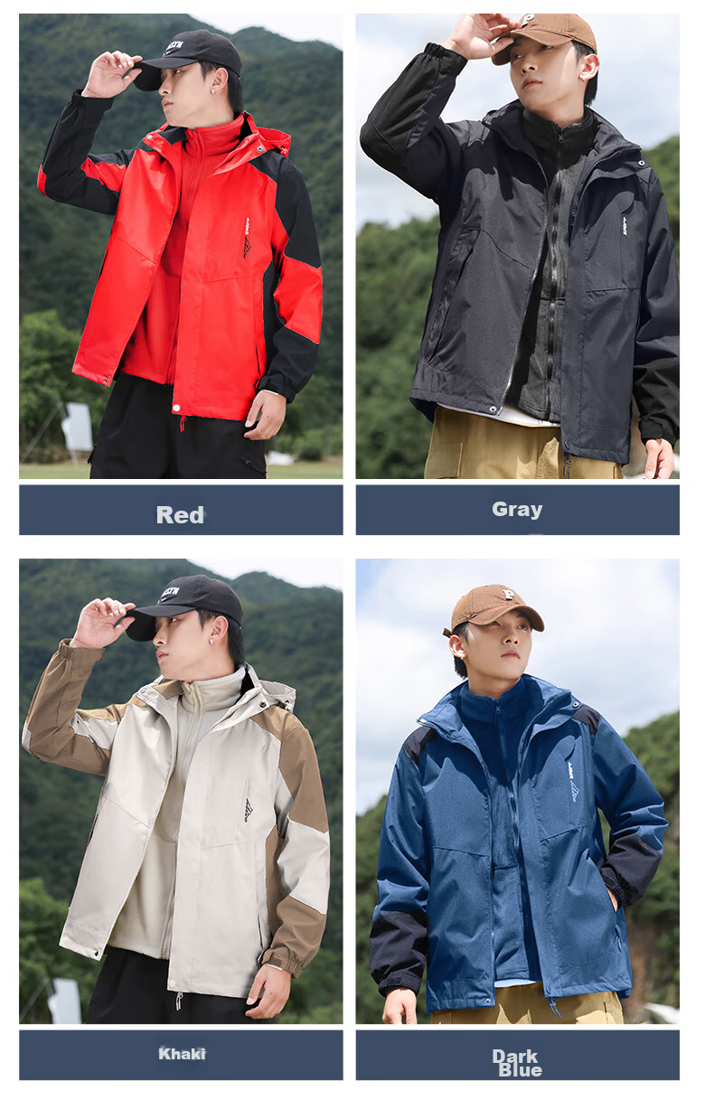 Jeanswest Men's Spring And Autumn Three-In Detachable Jacket, Waterproof Mountaineering Outdoor Windproof Coat for Couples 12