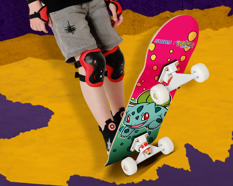 SWAY Professional Skateboard, Four-Wheel Double-Kick Children's Scooter, Adult And Youth Skateboard for Men And Women, Beginner Street Cruising Board KH23BS 19