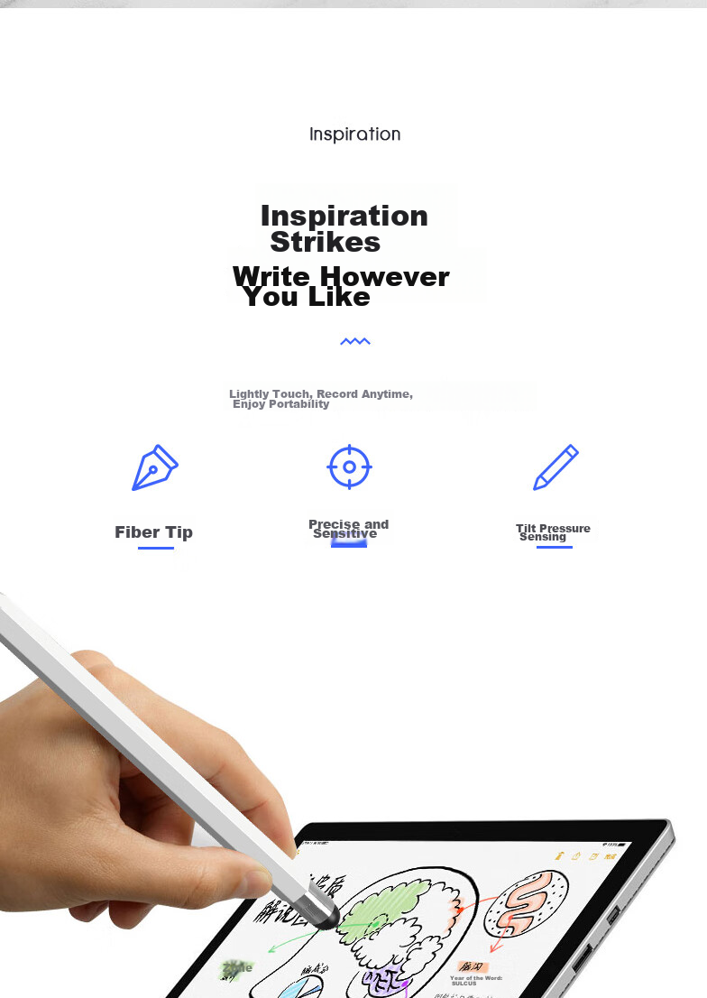 ESCASE Huawei Honor Tablet Stylus, Handwriting And Drawing Pen, Universal for Phones/tablets, Plastic Tip Pen, ES-TP White 2