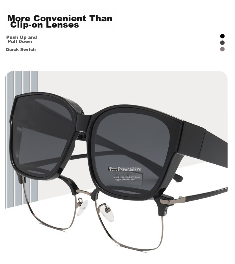 HB Sand Black Frame Night Vision Polarized Goggles, Anti-Glare for Driving at Night, Can Be Fitted with Prescription Glasses, Sunglasses 13