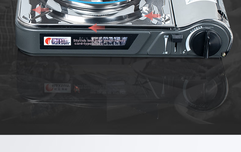 Jauto MAXSUN Portable Cassette Stove MS-3800DFS Outdoor Barbecue Butane Gas Stove, Silver Gray 16