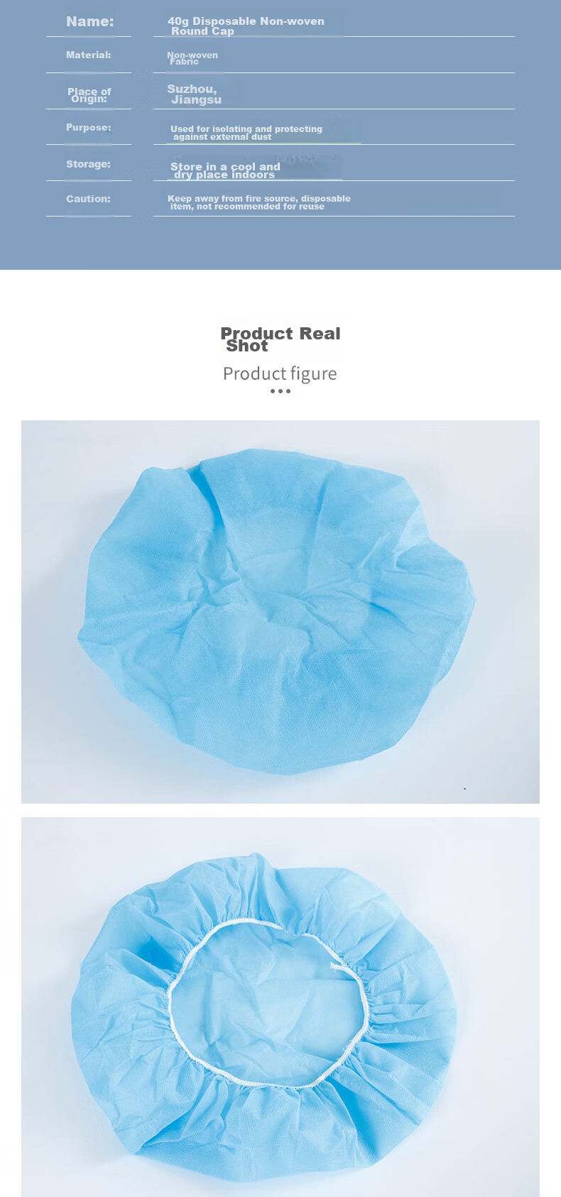 Golmud Disposable Head Cover, 50 Pieces/pack, Blue, Non-Woven Hat, Food Processing Hood, GM7901 6