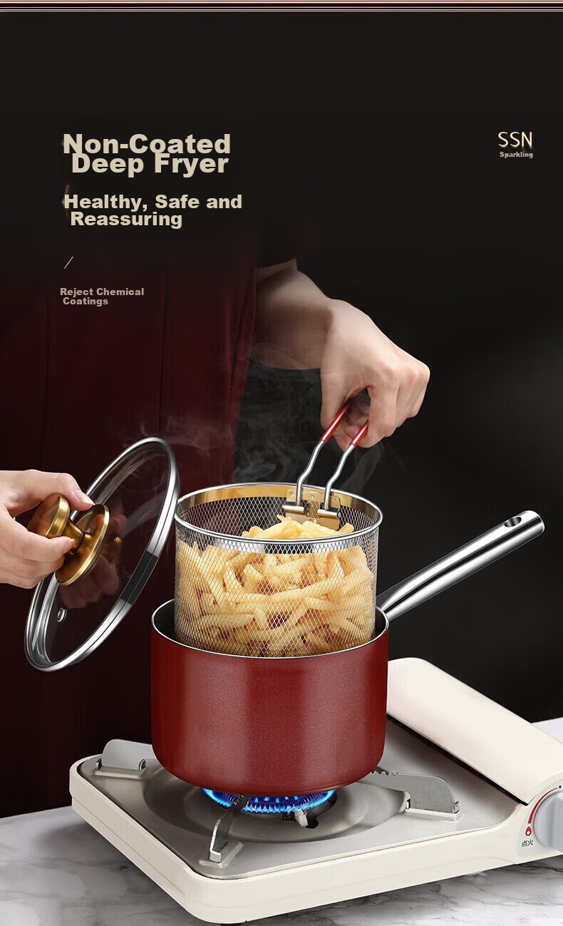 SSN Deep Frying Pan, Home Use for Fried Balls, Specialized Small Oil Fryer Pot, Deep-Frying Kettle, 16cm 2