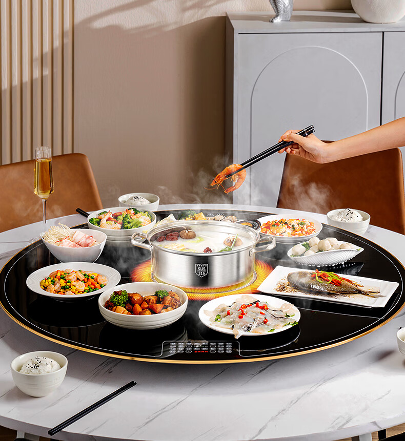 CHIGO [Upgraded Version] [Zoned Ultra-Thin] Food Warming Board Heat Preservation Plate Heating Table Mat Multifunctional Home Hot Pot Dining Table ZG-DCL80-22 6