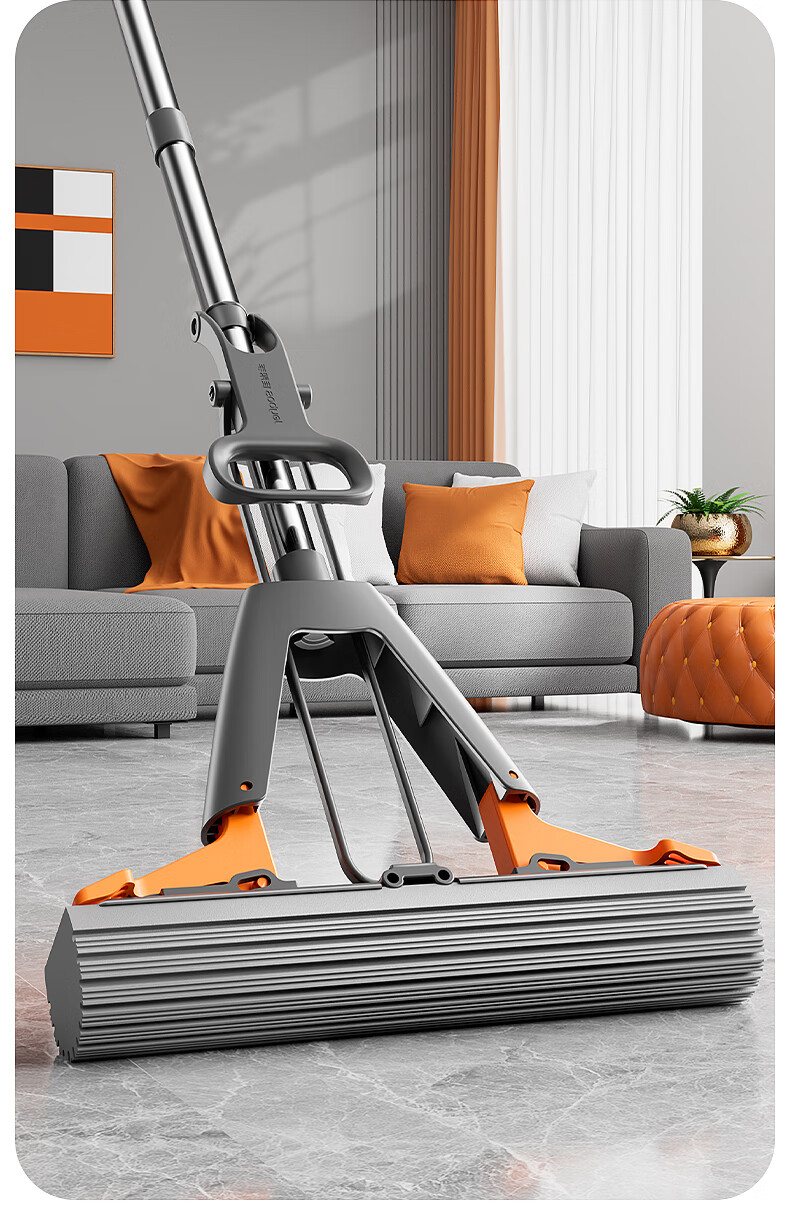 Jiabangshou Sponge Mop, 33cm, 2 Heads, Household All-In No-Hand Cleaning, 2026 Floor Cleaning Wonder, Absorbent Mop Cloth 2