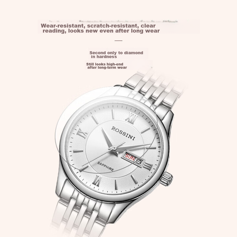 罗西尼（ROSSINI）手表女 生日礼物商务日历皮带女士石英表白盘618574