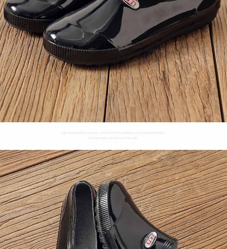 Huili Low-Top Rain Boots for Men And Women, Couples' Fashion Style Chef Rain Boots Water Shoes Waterproof Non-Slip Wear-Resistant Comfortable Overshoes HL329 Short Black Size 43 13