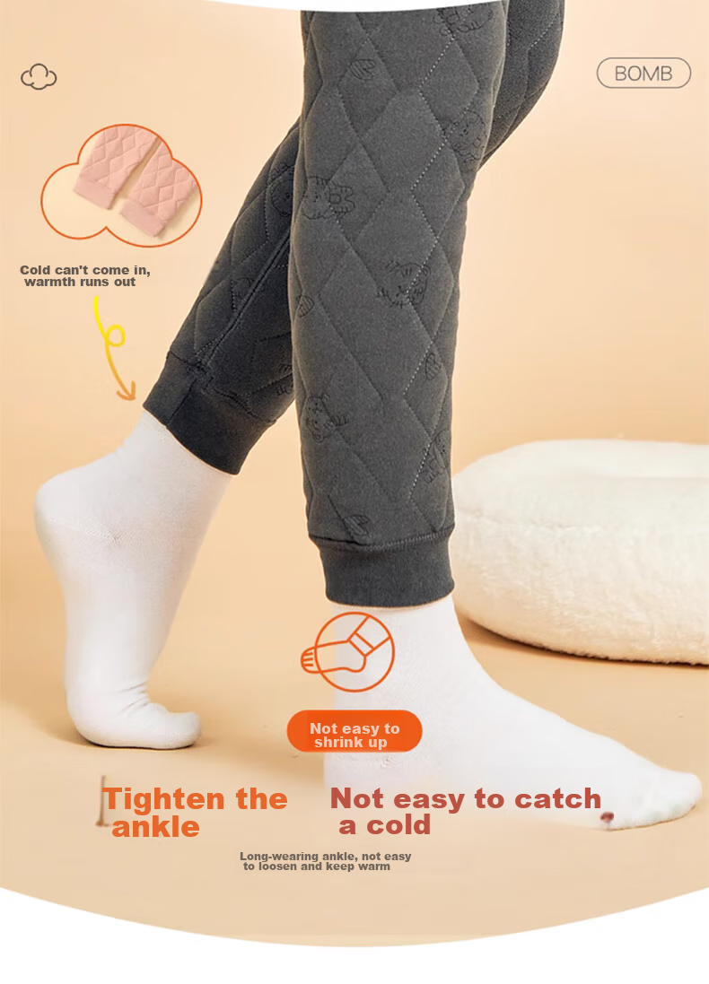 LangSha Children's Wool Thermal Pants, Boys' Autumn And Winter Fleece-Lined Thick Base Layer, School Uniform Essential, Youth Cotton Trousers 9