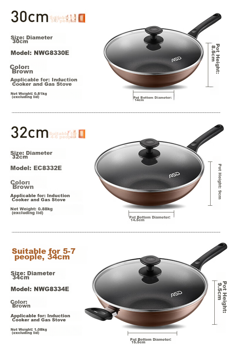 ASD Non-Stick Wok with Coating, Stir-Fry Pan, Frying Pan for Home Use, 28cm, Gas Stove Specific, Champagne Gold, JL28G2WG-K 13