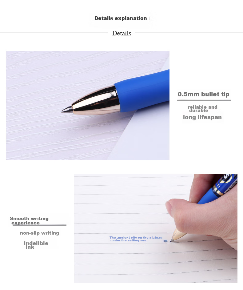 BAOKE PC1911 Black 0.5mm Retractable Gel Pen, Bullet Tip, Signature Pen, 12 Pens/Box 9