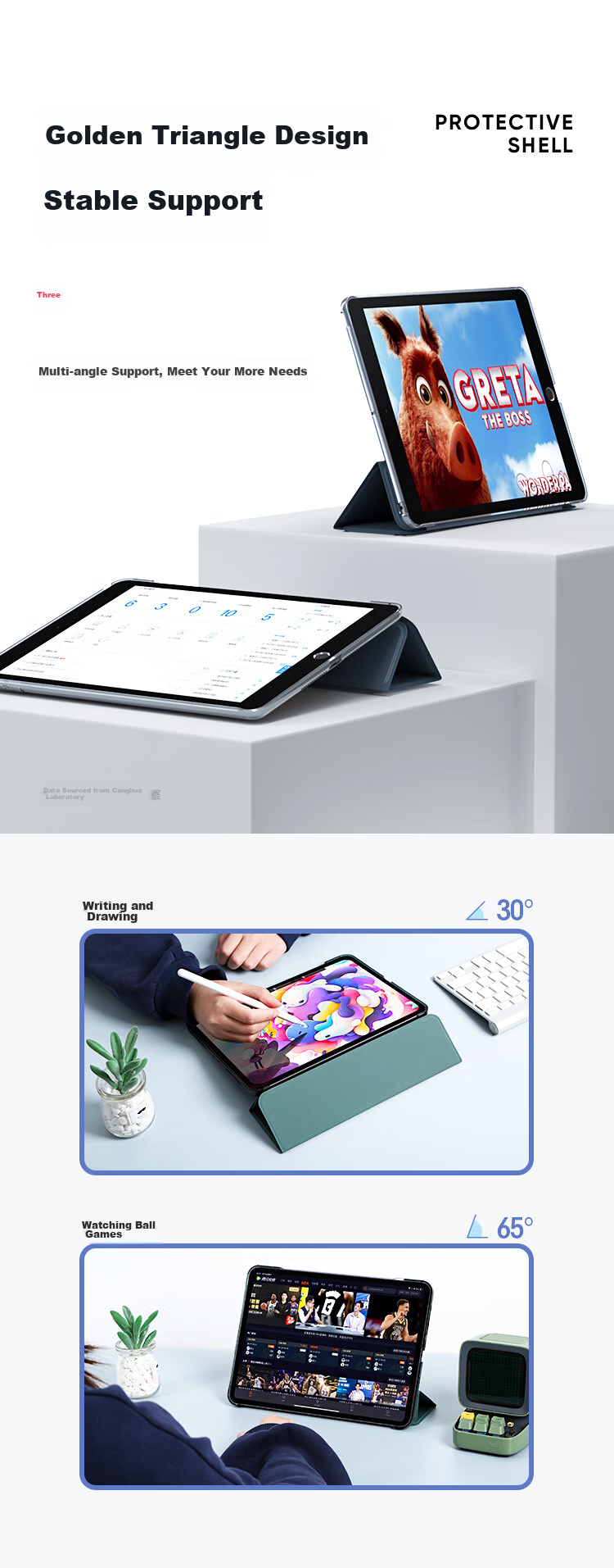 CangHua IPad Air 3 Case, Compatible with 2019 Pro 10.5-Inch Model, Protective Cover with Stand, Ultra-Thin Full Protection Shockproof Case for Apple Tablet 7