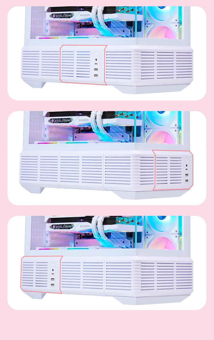 SAMA Jingjie Lite White ATX Seaside View Gaming Desktop Computer Case, Modular Structure/sound-Controlled Case/Back-Mounted Motherboard/dual 360mm Water Cooling Positions/Type-C 9