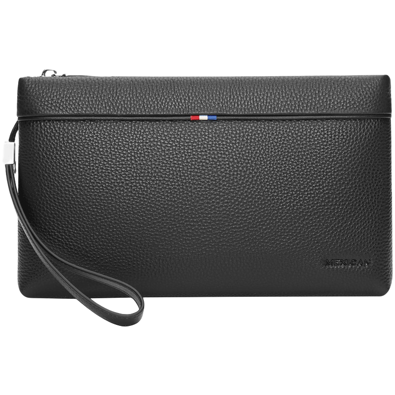 MEXICAN Men's Clutch, Top-Grain Leather Handbag, Multi-Card Slots, Zipper Envelope Bag, Wallet Clip, Birthday Gift for Me