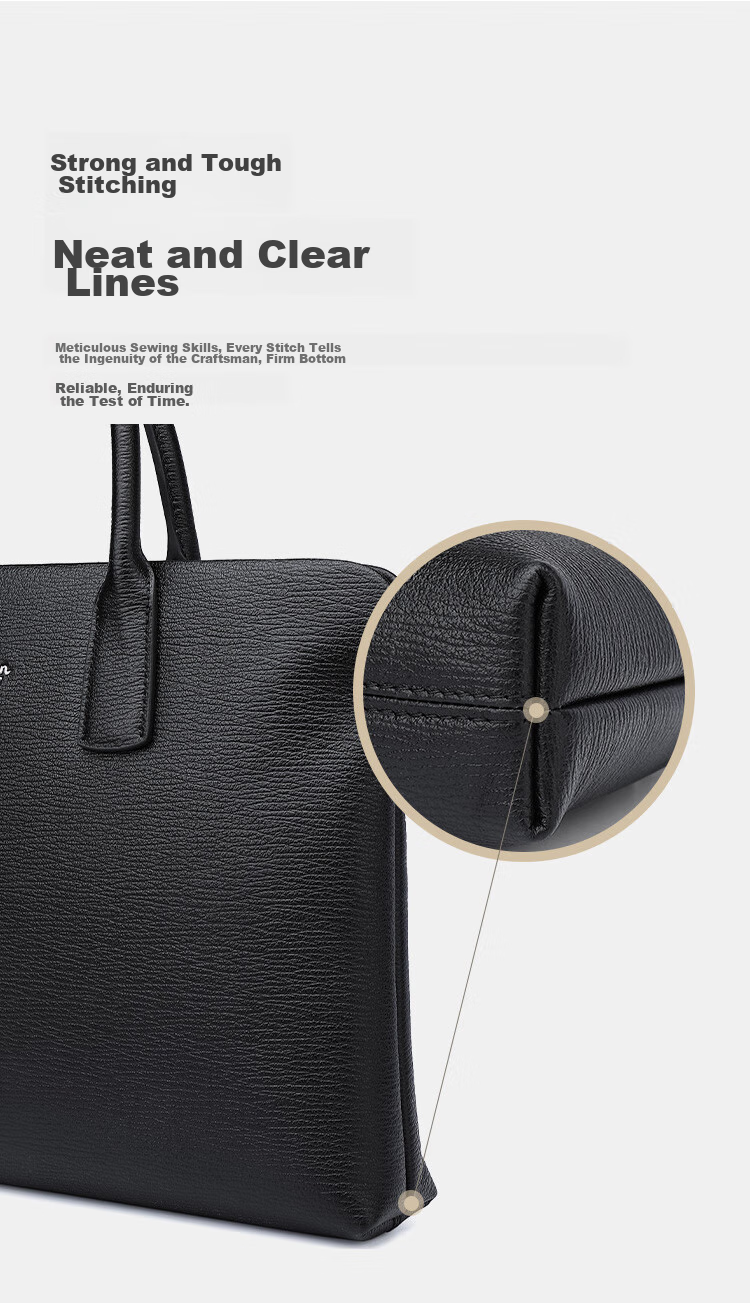 Goldlion Leather Briefcase, Top-Grain Cowhide Handbag, Business Men's Bag, Large Capacity Laptop Bag, Birthday Gift 5