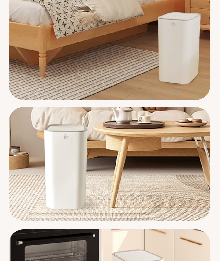 JD Original Pressure-Lid Garbage Bin, 12.5L, Push-Down with Lid, for Bathroom, Kitchen, Narrow Spaces, Living Room, Large Capacity 4
