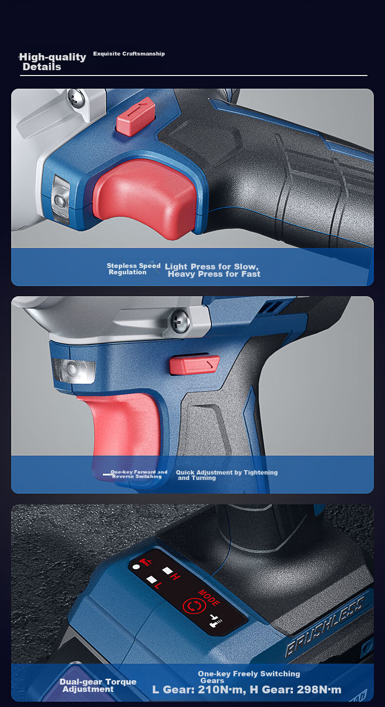 Dongcheng 20V Brushless Impact Drill, Electric Drill, Wrench, Four-In Lithium Battery Hammer Drill, Angle Grinder, Cutting Machine Package WCKIT18B 15