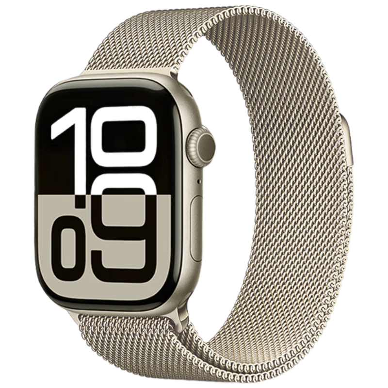 MSSM Compatible Apple Watch Band, Milanese Loop for IWatch Ultra 4/S12/11/10/9/Se3/2, Metal Magnetic Clasp, Starlight 38-42
