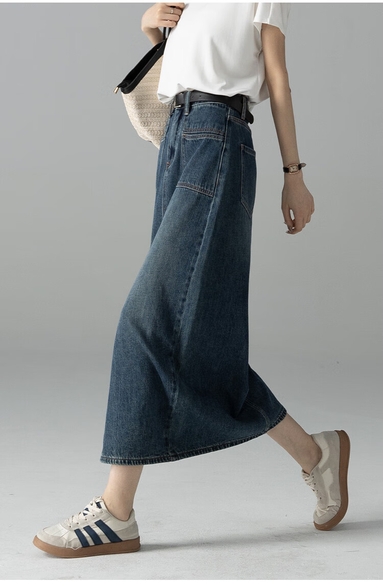 Dme [French Elegant] A-Line Slit Midi Skirt for Women, Spring And Autumn Style, Slimming High-Waist Mid-Length Skirt 29