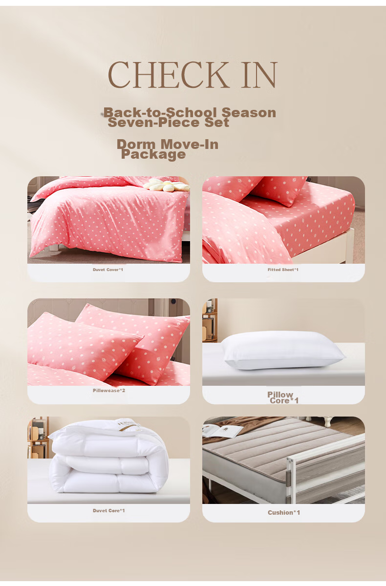 FUANNA Student Bedding Set Dormitory Seven-Piece Set (Four-Piece Set + Duvet + Pillow Core + Mattress Pad) for 0.9-Meter Bed 2