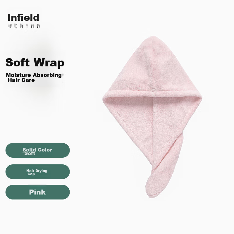 UCHINO Hair Drying Cap, Absorbent Shower Cap, Fluffy Soft Breathable Household Hair Towel, Head Wrap, Pink