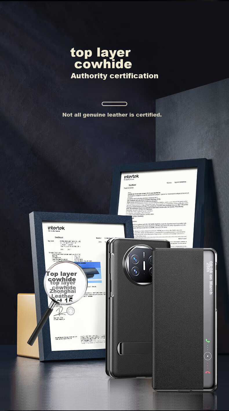 KOOLIFE Genuine Leather Case for Huawei Mate X5, Classic Edition Protective Cover, Full Protection Shockproof Huawei Foldable Screen Case with Flip Smart View Window, High-End Design for Men And Wome 4