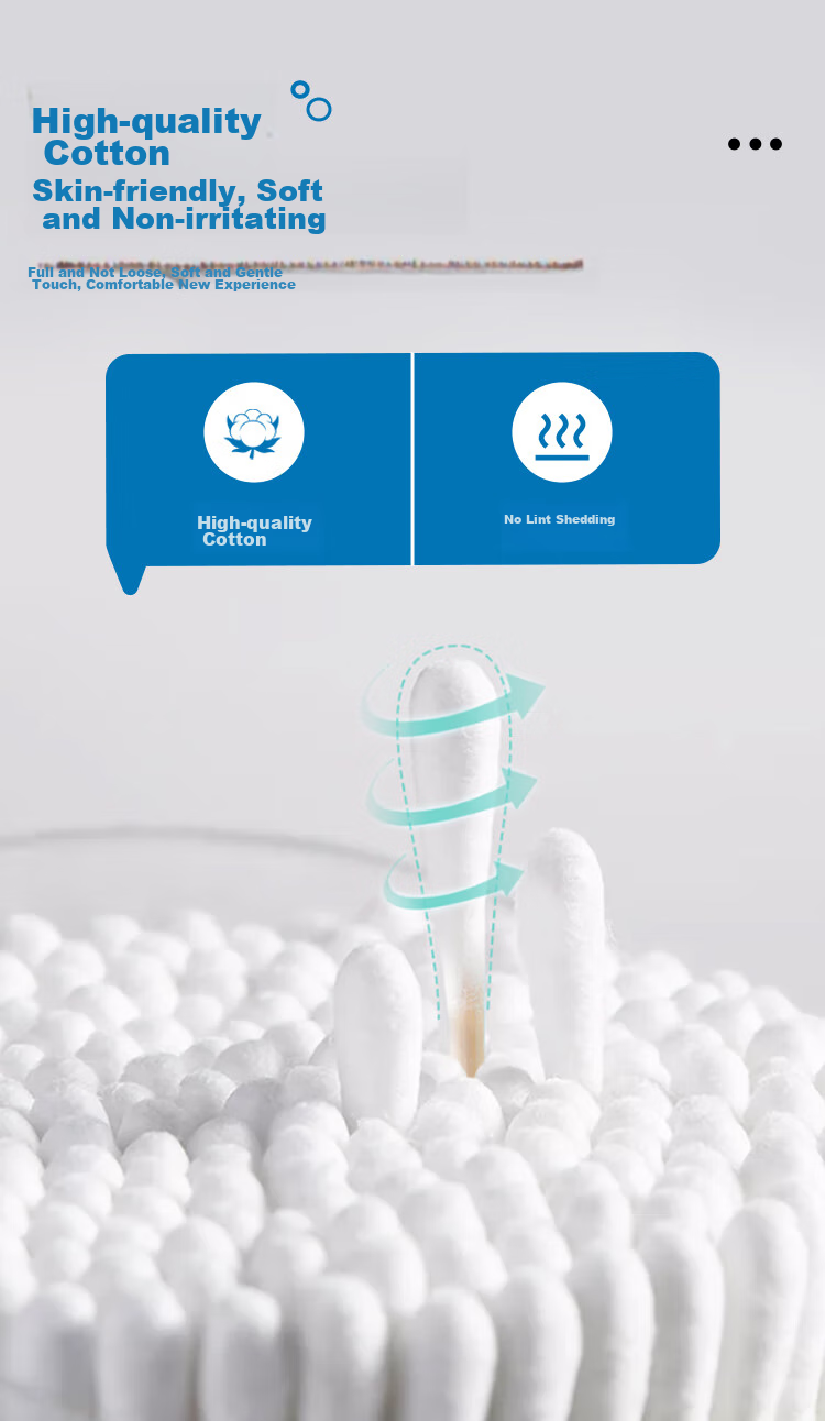 YOUAO Cotton Swabs for Ear Cleaning [100 Pieces * 10 Packs = 1000 Pieces] Makeup Cotton Swabs for Adults And Children, Ear And Nose Cleaning 6