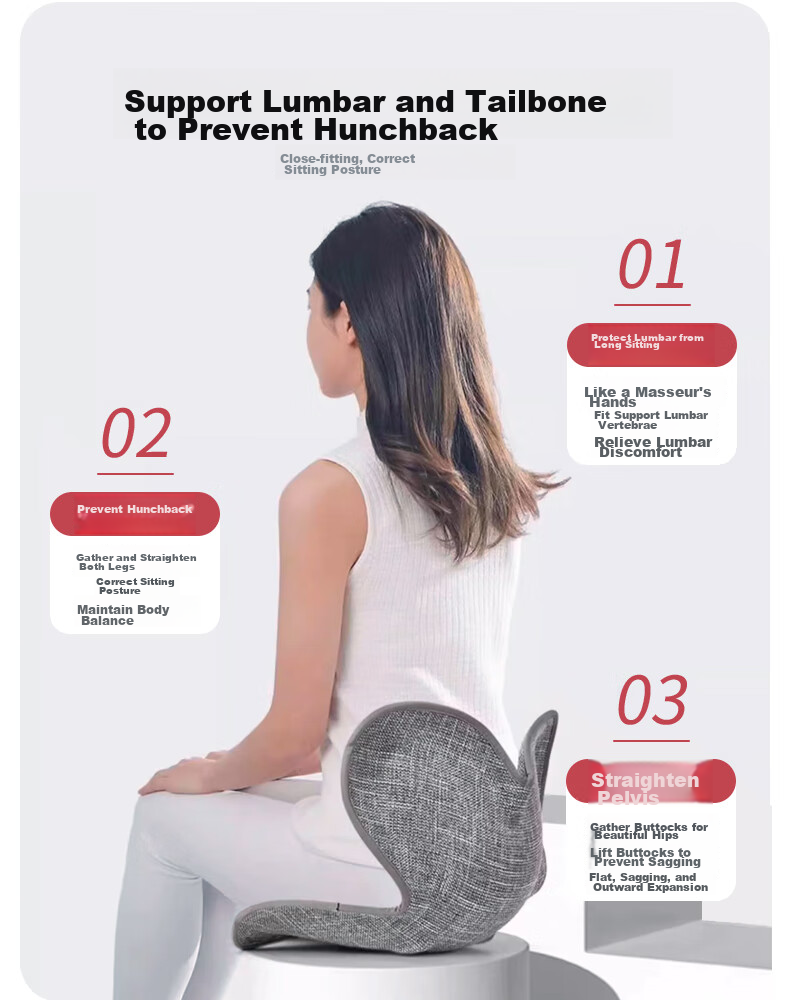 Ali Japanese Petal Lumbar Support Cushion, Office Back Pain Relief, Buttocks Shaping, Integrated Seat Cushion for Posture Correction, Light Pink 4