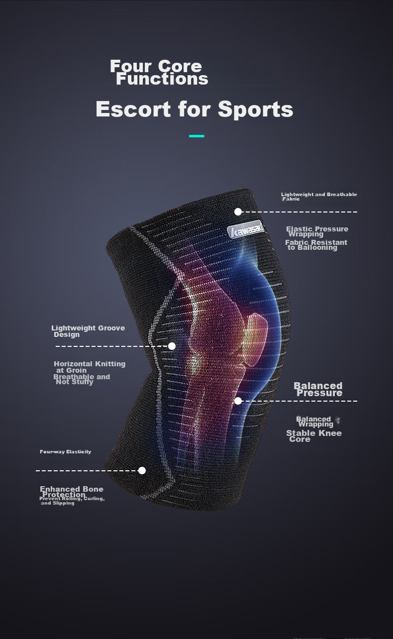 KAWASAKI Youth Sports Knee Pads for Basketball, Badminton, Running, Meniscus Protection KF-3412 Black (Pack of Two) 4