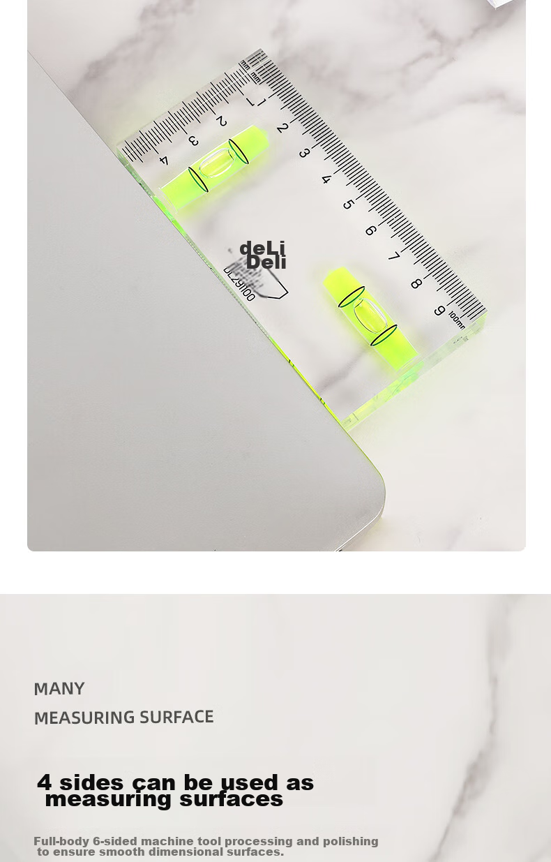 Deli Mini Spirit Level, High-Precision Level Ruler, Transparent Level Gun with 100mm Body 5