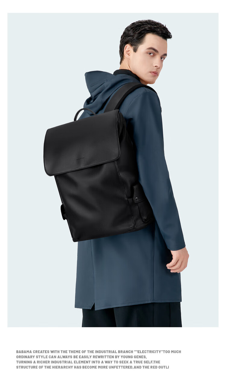 GOLF Backpack for Men, Casual Soft Leather Backpack, Laptop Bag for Students, Flip-Top Travel Outdoor Business Sports Backpack 14