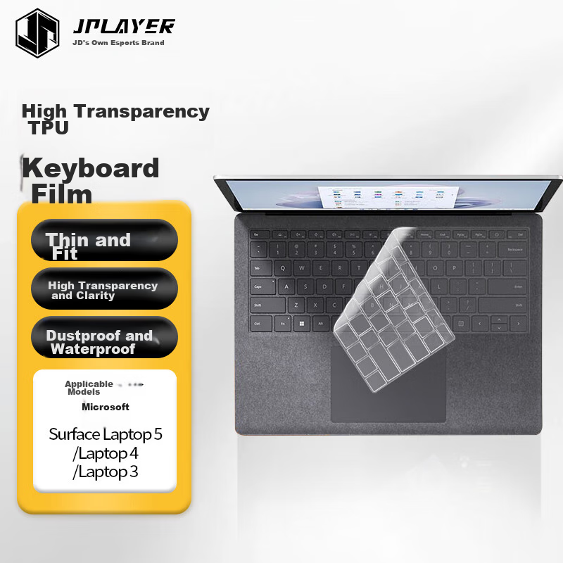 JPLAYER Keyboard Protector for Microsoft Surface Laptop 5/Laptop 4/Laptop 3, Ultra-Thin Invisible Film, High Transparency, Waterproof And Stain-Resistant