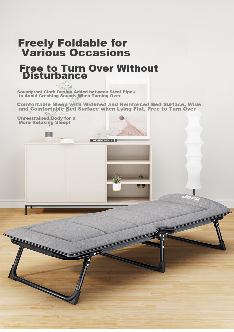 JEEP Folding Bed Lounger Nap Bed Single Bed Office Siesta Bed Multifunctional Accompanying Care Bed Mattress Integrated Pink 3