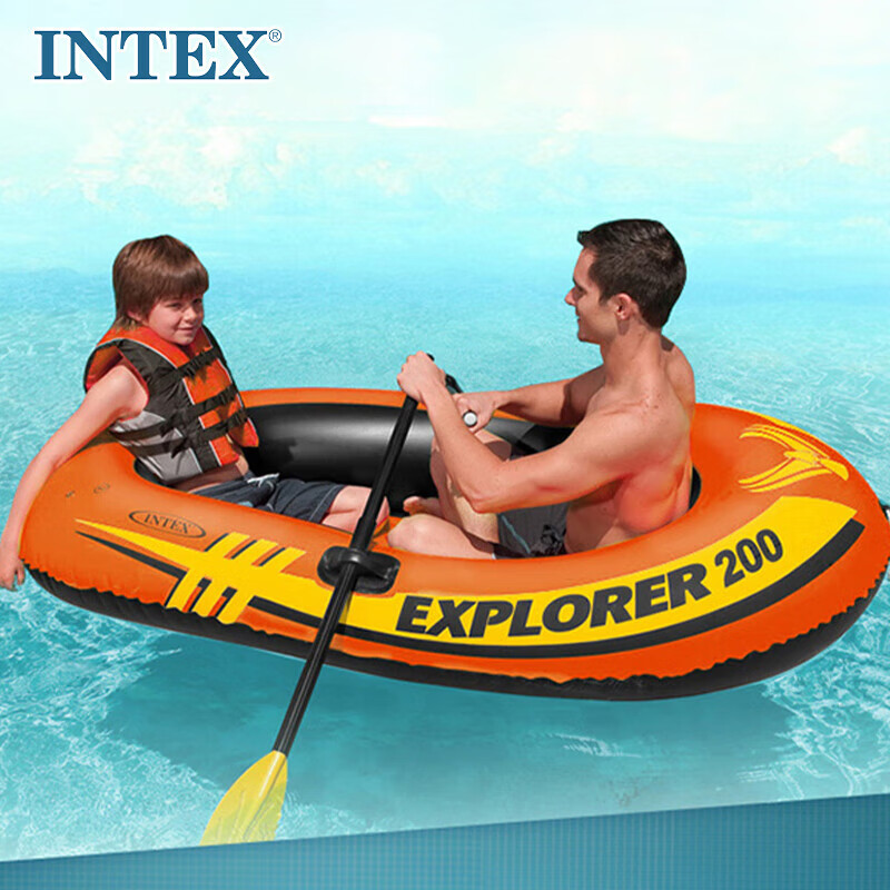 INTEX Explorer Two-Person Inflatable Boat, Fishing Boat, Rubber Dinghy, Kayak, Children's Toy Gift 58331