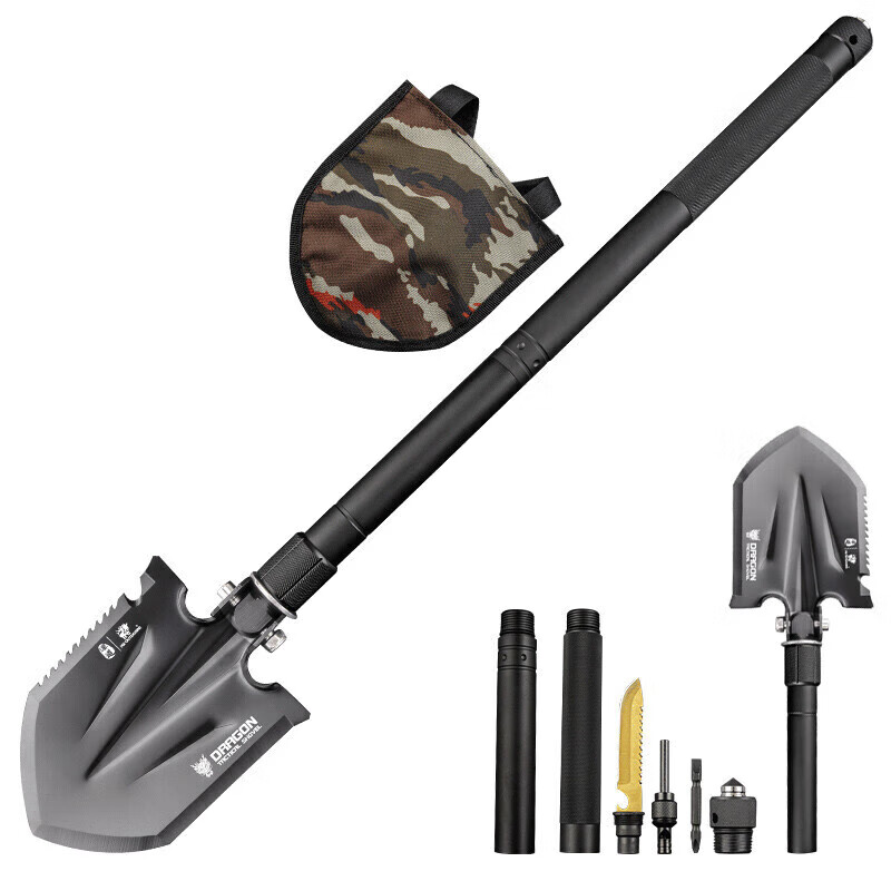 HX OUTDOORS Multi-Functional Military Shovel Folding Spade Iron Shovel Outdoor Equipment Car-Mounted Military Shovel Jiaolong Tactical Shovel