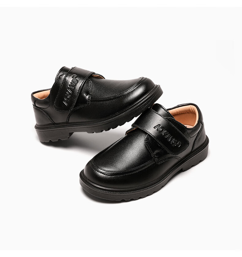 Aokang Boys' Leather Shoes, Spring And Autumn Style, Children's Performance Black Shoes, Genuine Leather Soft Sole, for Older Children, Black Boys' Flats, Performance Shoes 5