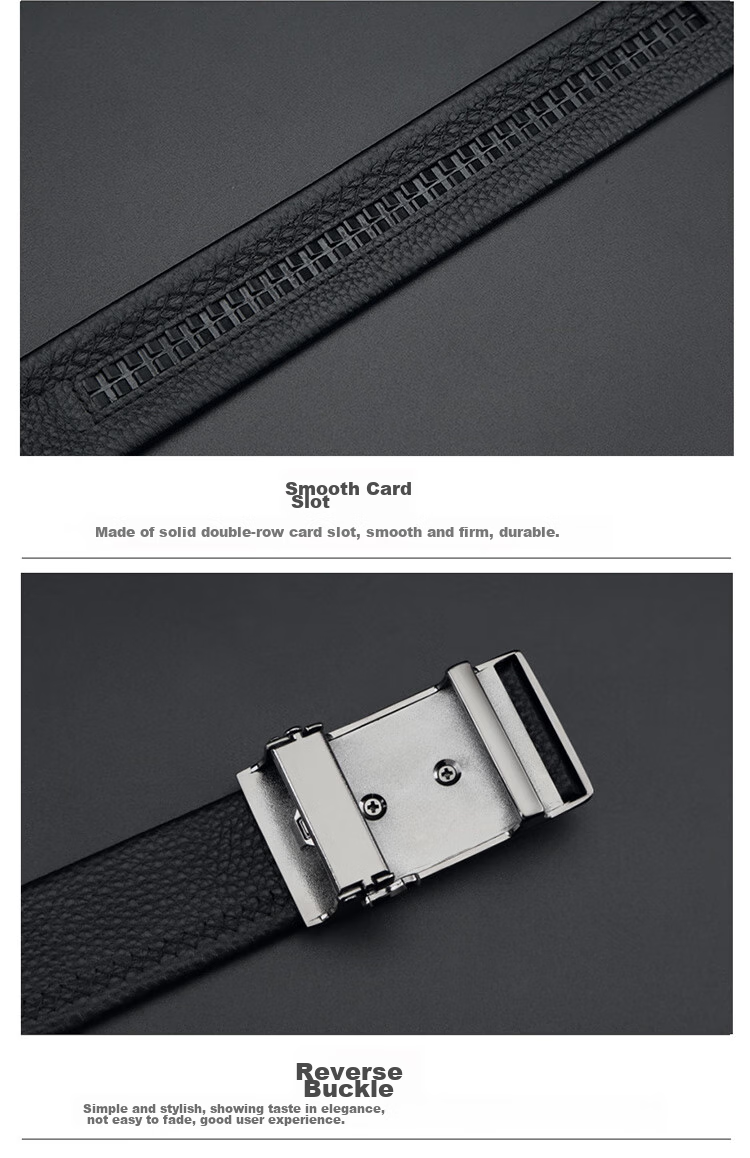 CROCODILE Men's Inner Belt, Top-Grain Leather, Automatic Buckle, Casual Waistband for Young Men, Gift 12968 for Boyfriend 18
