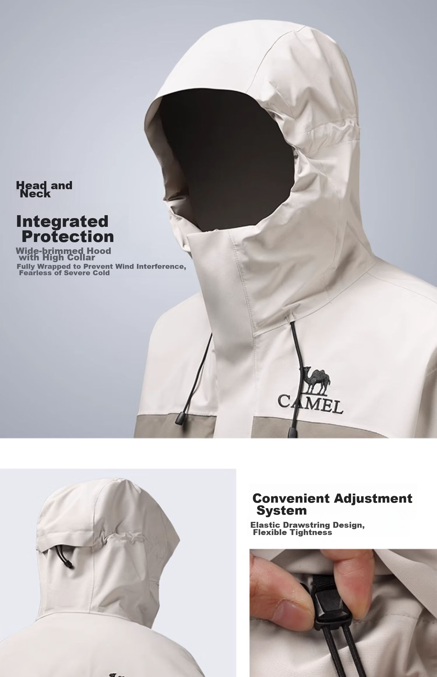 CAMEL Outdoor Jacket, Three-In Cold Protection, Warmth, Storm-Proof, Waterproof, Windproof, Mountaineering Coat, B782 16