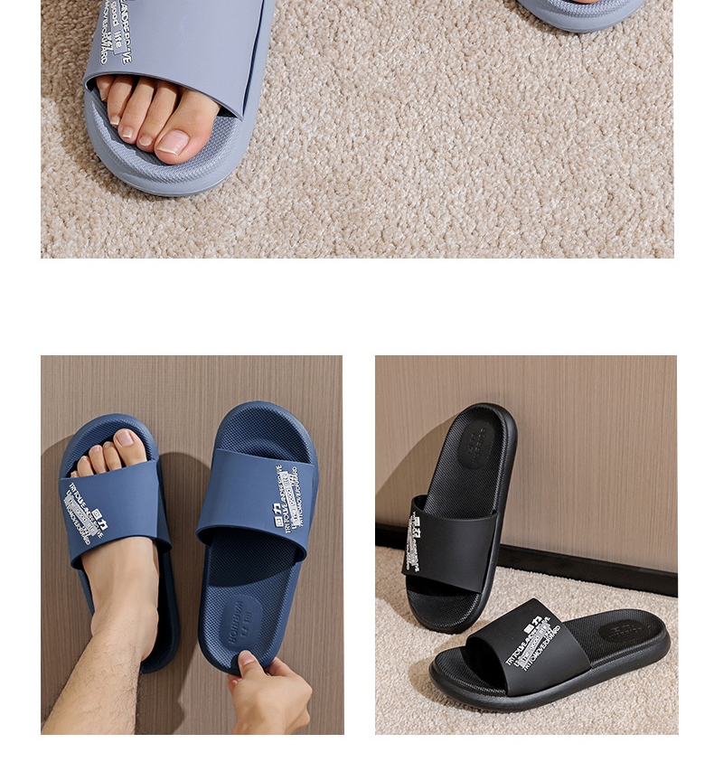 Huili Simple Couple Style Bathroom Indoor And Outdoor Wear Shower Non-Slip Wear-Resistant Soft Elastic Breathable Comfortable Thick-Soled Sandals Men's Model HL01815 Blue-Gray Size 42 6