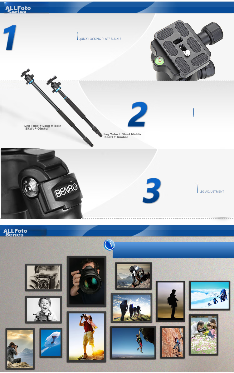 Benro RH258CK Rhinoceros Professional Carbon Fiber Portable Reverse Folding Photography Tripod with Dual Panoramic Ball Head, Detachable Monopod And Tripod Kit for DSLR And Mirrorless Cameras 3