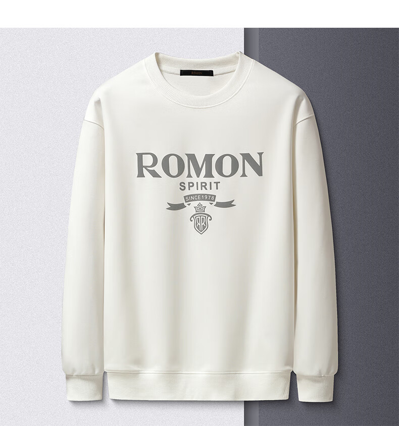 ROMON Men's Sweatshirt, Long-Sleeve Round Neck, Spring And Autumn Season, Zodiac Year Red Base Layer, Casual Wear, Pullover Loose T-Shirt Top 21