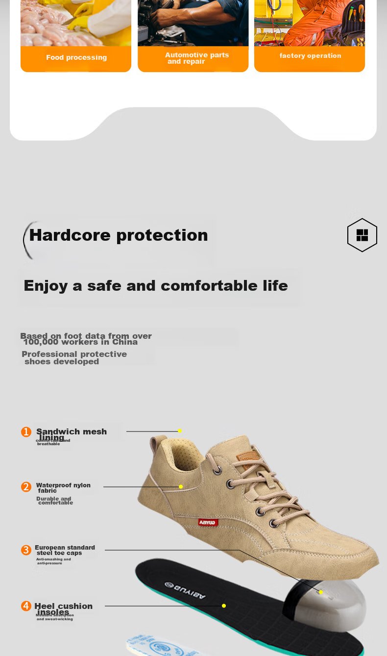 JUNBU Safety Shoes for Men, Steel Toe Cap, Anti-Smashing And Anti-Puncture, Ultra-Light Soft Sole, Comfortable Construction Site Safety Work Shoes 1115F Size 42 8