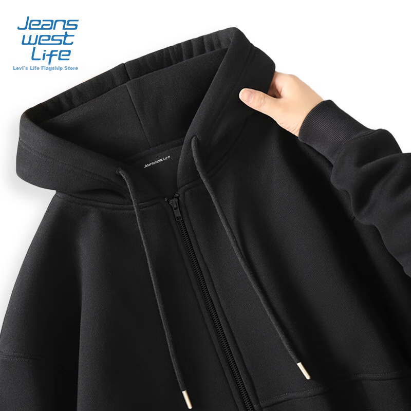 JEANSWEST LIFE Men's Hoodie, Zip-Up Jacket with Hood, Spring And Autumn Thick Breathable Zipper Top, Streetwear Trendy Clothing C 17