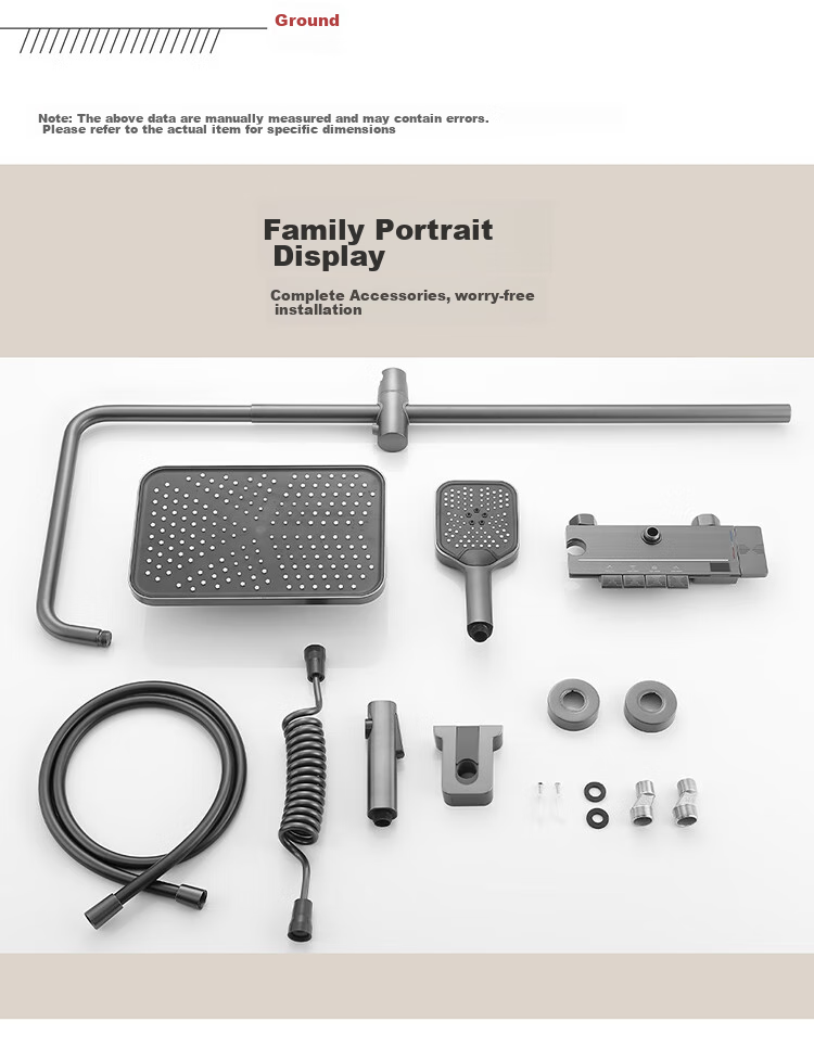Larsd Shower Head Set with High-Pressure Shower Head, Piano Key Gun Gray Bathroom Shower Head LD7856H 21