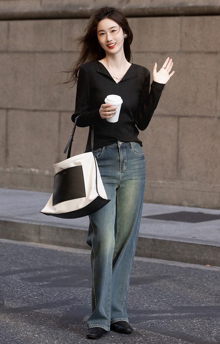 Dme [French Workplace OOTD] Summer Cloud-Feel Lightweight Lapel Sweater, Simple Style Long-Sleeve Knit Top for Wome 17