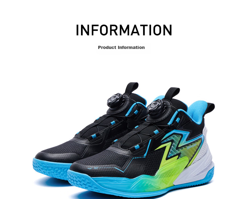 361° Children's Basketball Shoes, 2024 Fall/winter Youth All-Round Performance Quick-Rebound Technology Basketball Shoes, Blue, Size 39 13