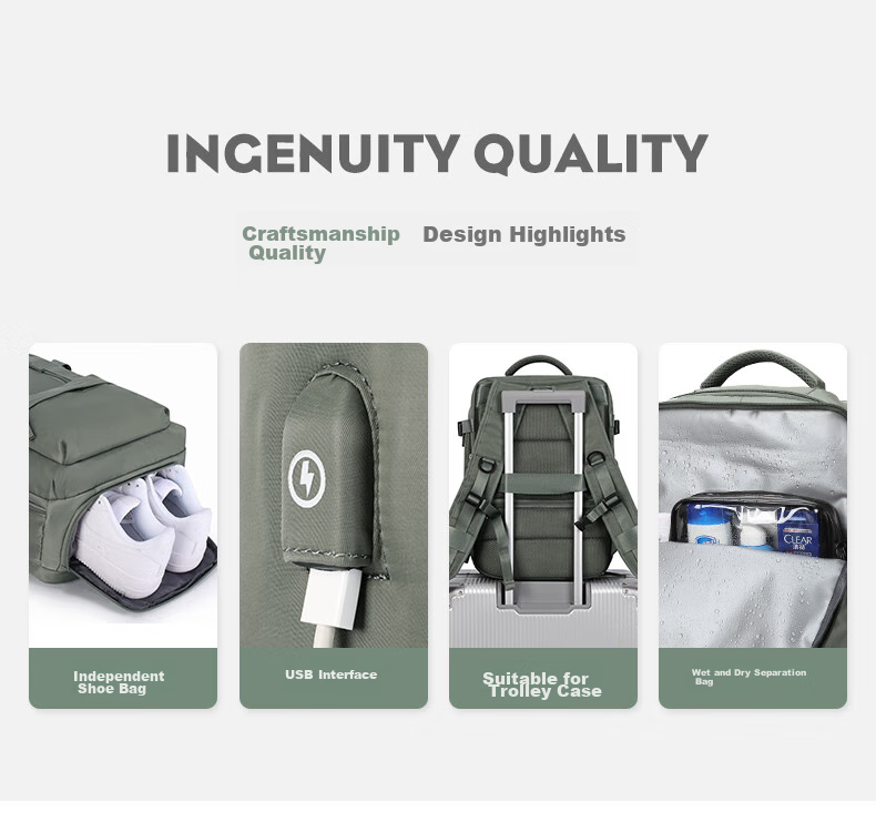 Landcase Backpack Travel Bag Large Capacity for Women And Men Short-Trip Tourism Bag Multifunctional Laptop Bag 5162 Dark Green Small Size 2