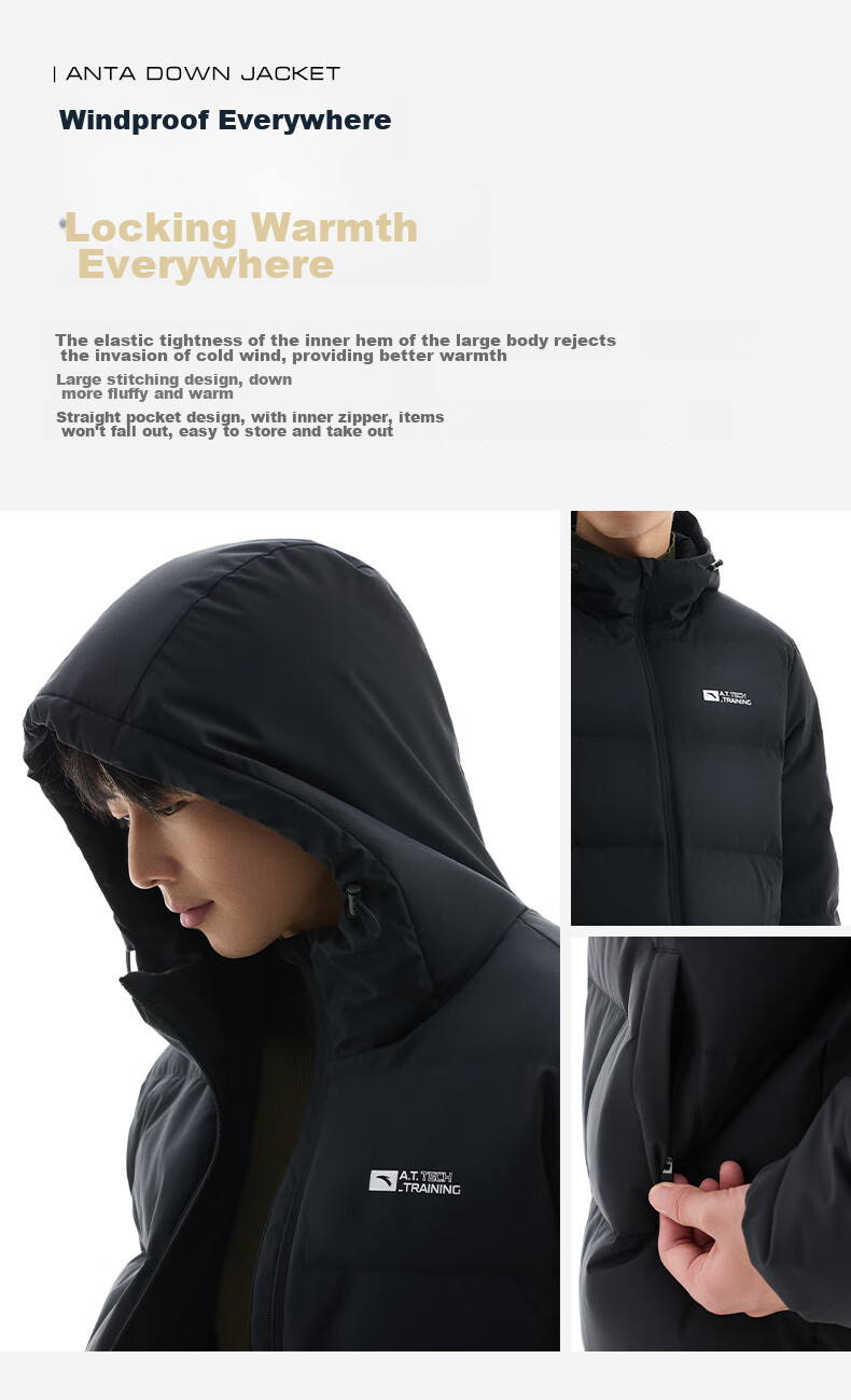 ANTA Bread Down Jacket | Short Hooded Down Coat Men Winter New Duck Down Warm Puffer Water-Repellent Jacket 7