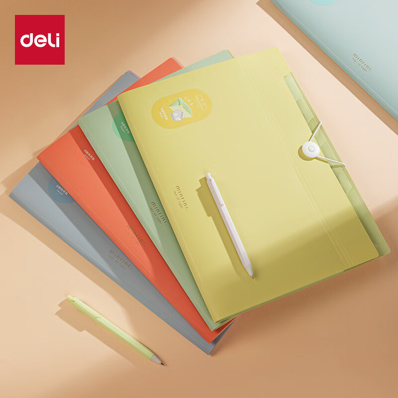Deli Light-Sensitive Skin Series 8-Compartment Portable Accordion File Folder for Students, Multi-Layer Document Organizer for Exam Papers And Materials, File Protector for Primary, Middle And High School, Random Color PM337