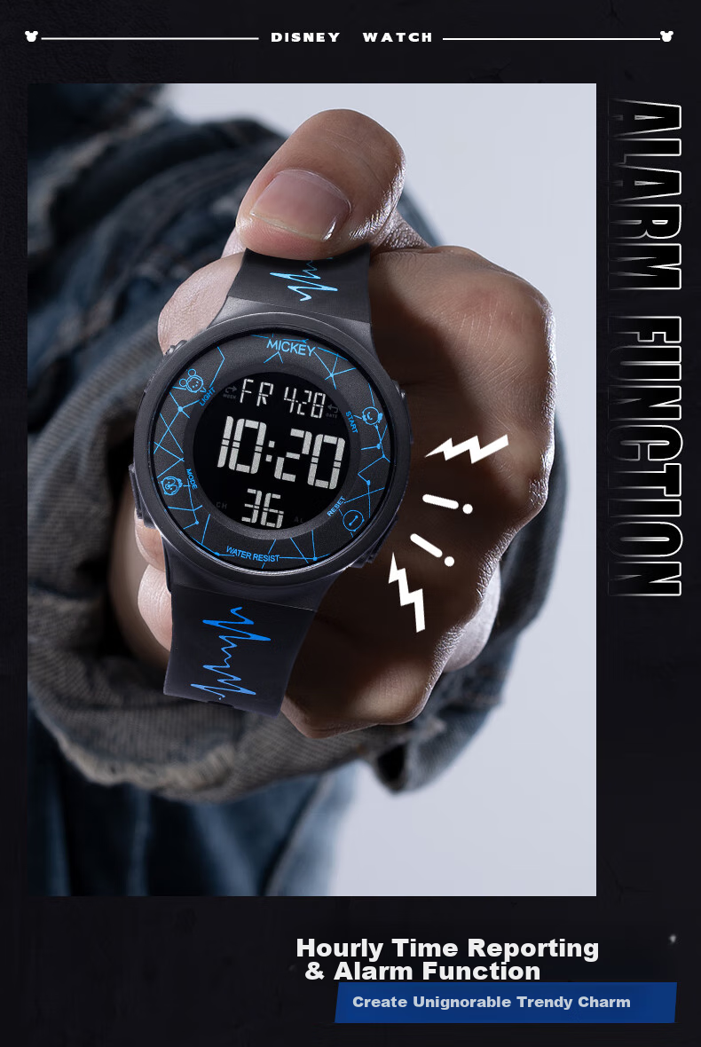 Disney National Day 2026 New Sports Digital Watch, Waterproof Watch, for Middle And High School Students' Exams, Children's Watch, Time-Telling 7